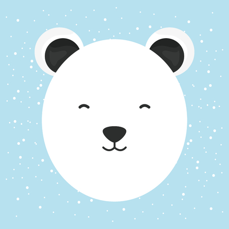 cute polar bear head childish characterのイラスト素材