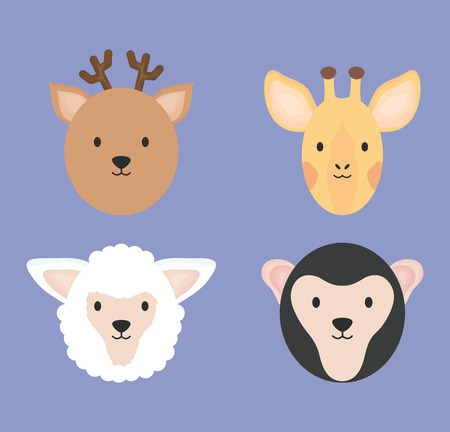 group of cute animals characters vector illustration designのイラスト素材