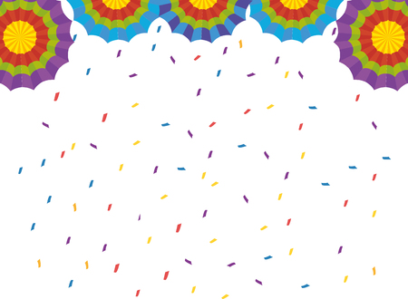 festive party confetti rain celebration scene cartoon vector illustration graphic designのイラスト素材