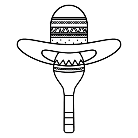 maraca with mexican hat vector illustration designのイラスト素材