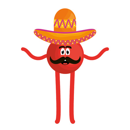 mexican emoji with hat character vector illustration designのイラスト素材