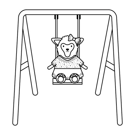 cute female sheep in swing vector illustration designのイラスト素材