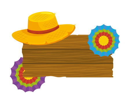 wooden sign frame with farm country style elements cartoon vector illustration graphic designのイラスト素材