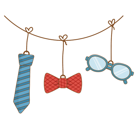 tie with bow tie and glasses icon cartoon vector illustration graphic designのイラスト素材