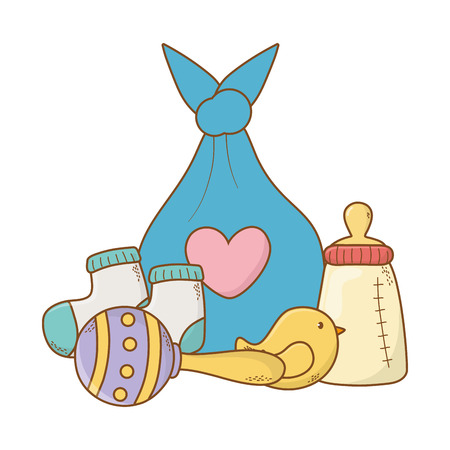 cute baby shower concept elements cartoon vector illustration graphic designのイラスト素材