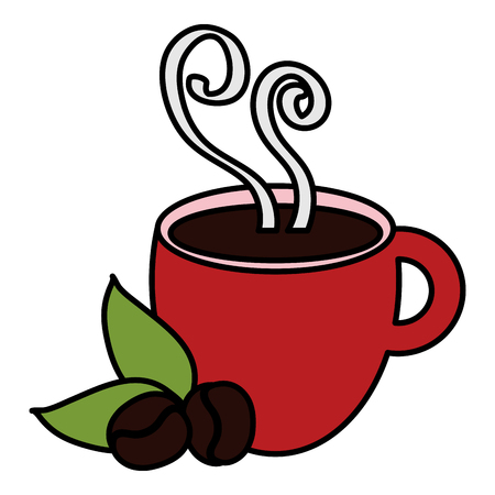 coffee cup with grains and leafs plant vector illustration designのイラスト素材