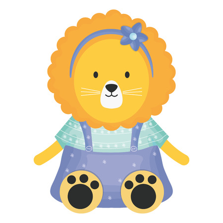 cute female lioness childish character vector illustration designのイラスト素材