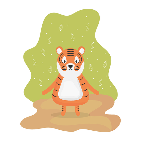 cute tiger adorable character vector illustration designのイラスト素材
