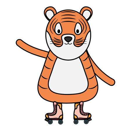 cute tiger in skates childish character vector illustration designのイラスト素材
