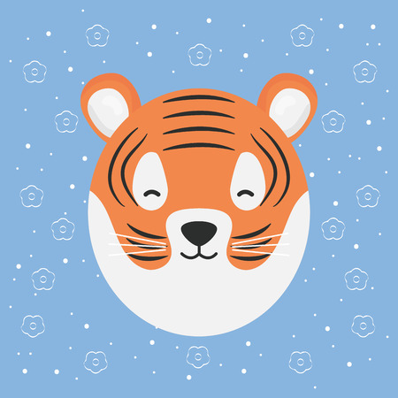 cute tiger head childish character vector illustration designのイラスト素材