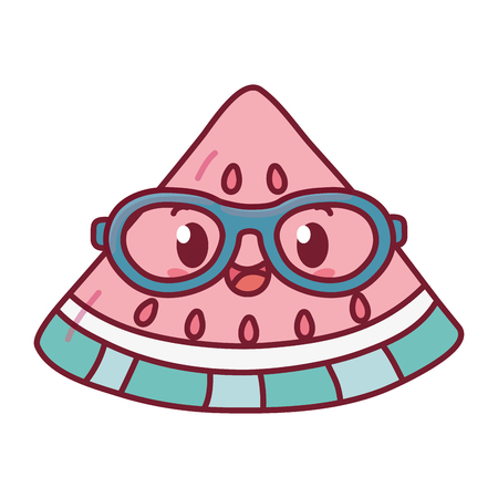 delicious tasty sweet fruit watermelon cartoon vector illustration graphic designのイラスト素材