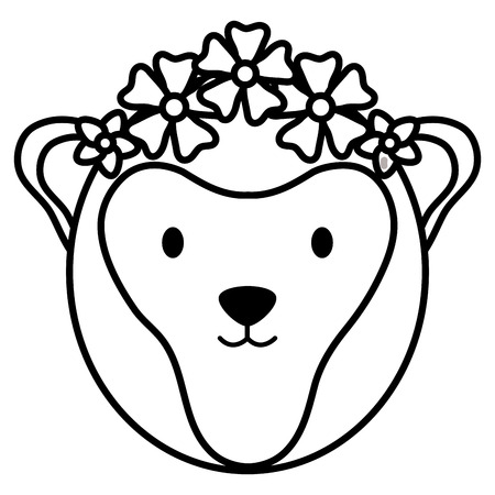 cute female monkey childish character vector illustration designのイラスト素材