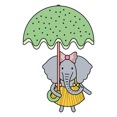 cute female elephant with umbrella vector illustration designのイラスト素材