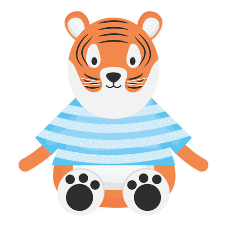 cute tiger childish character vector illustration designのイラスト素材
