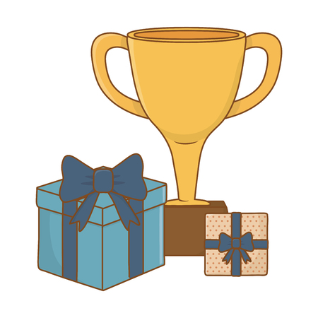 trophy with gift boxes icon cartoon vector illustration graphic designのイラスト素材