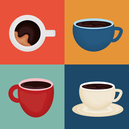 delicious coffee set of cups vector illustration designのイラスト素材