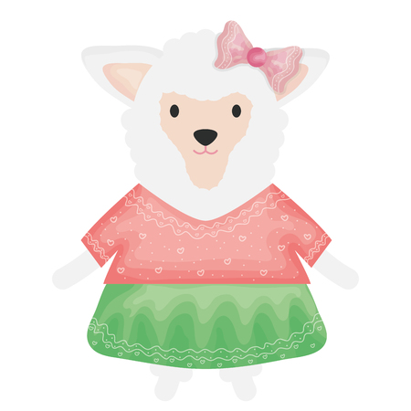 cute female sheep childish character vector illustration designのイラスト素材