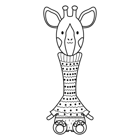 cute giraffe childish character vector illustration designのイラスト素材