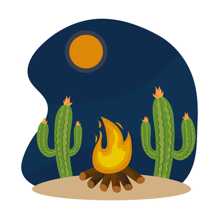 wood fire cartoonのイラスト素材