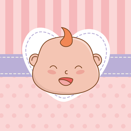 cute baby shower baby face cartoon vector illustration graphic designのイラスト素材
