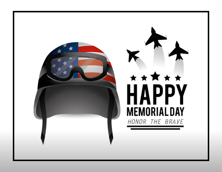 military helmet and airplanes to memorial day vector illustrationのイラスト素材