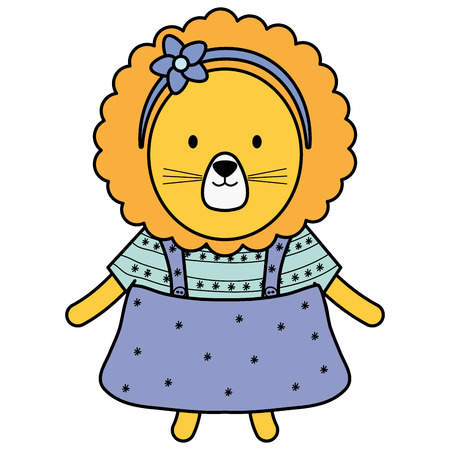 cute female lioness childish character vector illustration designのイラスト素材