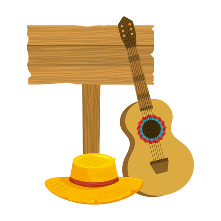 wooden sign frame with farm country style elements cartoon vector illustration graphic designのイラスト素材