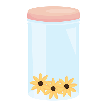 mason jar glass with lid and flowers vector illustration designのイラスト素材
