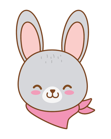 cute little animal rabbit bunny face cartoon vector illustration graphic designのイラスト素材