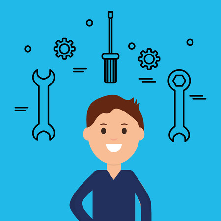 young businessman with tools vector illustration designのイラスト素材