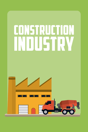 Construction industry with factory and truck vector illustration graphic designのイラスト素材