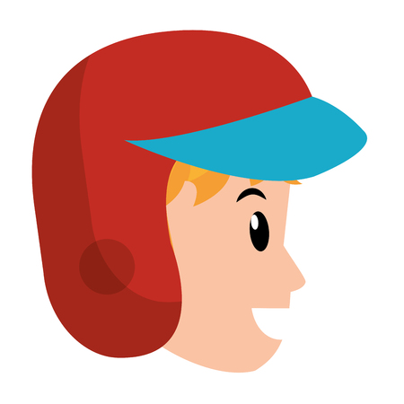 young man avatar only face with motorcycle helmet vector illustration graphic designのイラスト素材