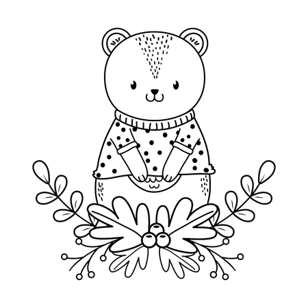 cute bear woodland character vector illustration designのイラスト素材