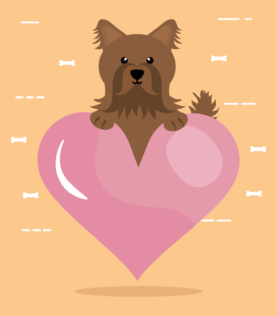 cute little dog mascot with heart vector illustration designのイラスト素材