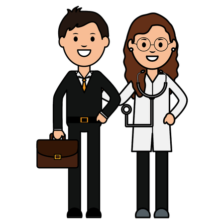 professional female doctor with businessman vector illustration designのイラスト素材