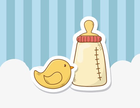 baby shower card with milk bottle vector illustration designのイラスト素材