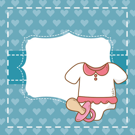 cute baby shower elements invitation frame cartoon vector illustration graphic designのイラスト素材