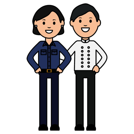 young woman and waiter vector illustration designのイラスト素材