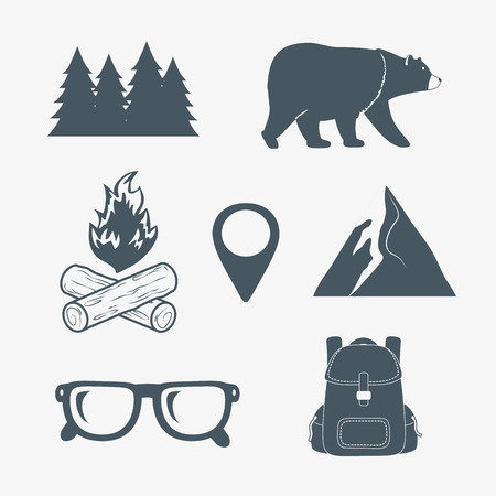 camping zone set icons vector illustration designのイラスト素材