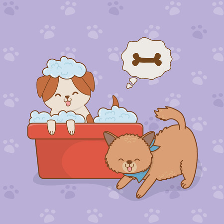 cute little dogs mascots characters vector illustration designのイラスト素材