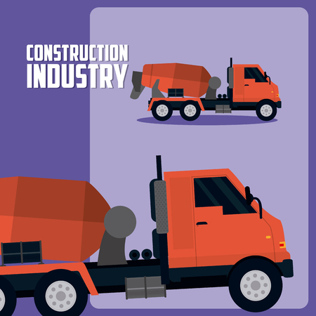 Construction industry with construction truck vector illustration graphic designのイラスト素材