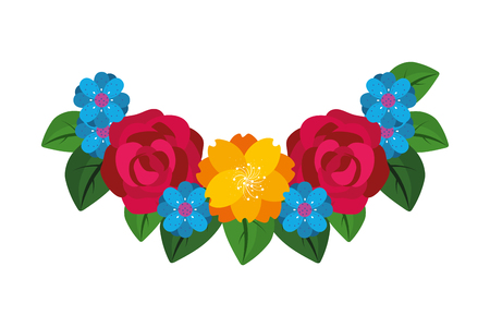 floral flowers frame cartoon vector illustration graphic designのイラスト素材