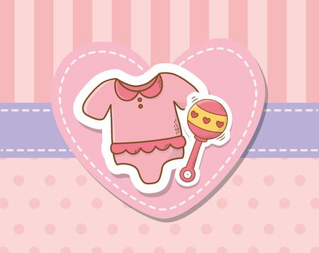 baby shower card with pink dress vector illustration designのイラスト素材