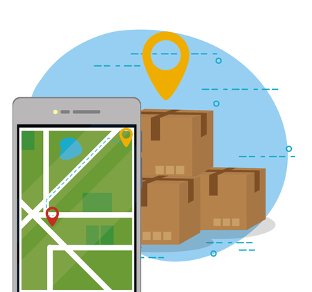 mobile order delivery app from smartphone map vector illustration graphic designのイラスト素材