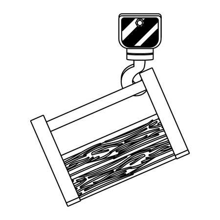 construction architectural hook holding wooden tool box cartoon vector illustration graphic designのイラスト素材