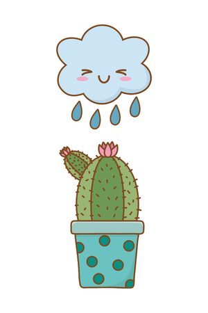 cactus with cloud icon cartoon vector illustration graphic designのイラスト素材