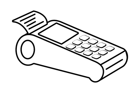Technology work office dataphone equipment service productive isolated black and white vector illustration graphic designのイラスト素材