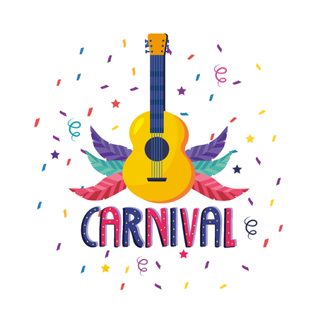 guitar with feathers decoration to festival celebration vector illustrationのイラスト素材