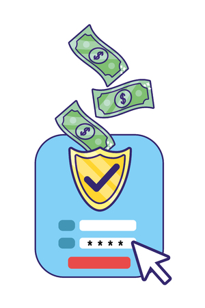 saving money business accounting finance technology digital payment elements cartoon vector illustration graphic designのイラスト素材