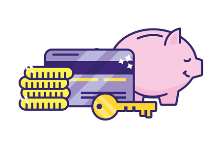 saving money business accounting finance elements cartoon vector illustration graphic designのイラスト素材